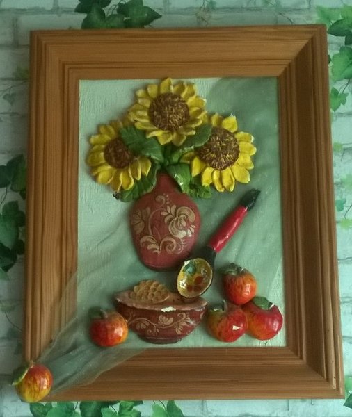 Лепка из солёного теста: Подсолнухи