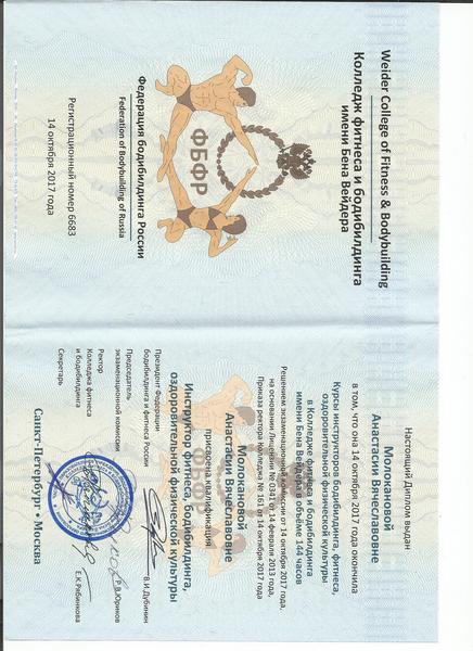 Диплом фитнес инструктора
