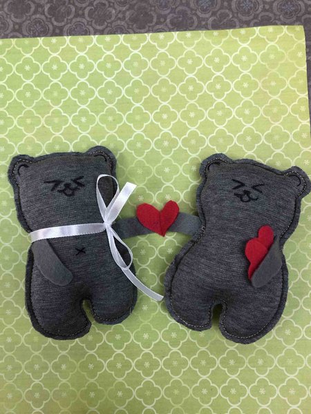 Текстильные медвежата, пример детских работ по итогу мк